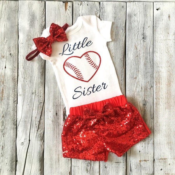 Baby girl baseball outfit, little sister baseball outfit, sister baseball, bodysuit, shirt, baseball shorts, little sister, baseball shirt