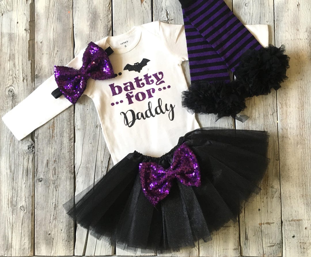 Baby Girl First Halloween Outfit, 1st Halloween, Purple Black Outfit