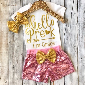 Girls Hello Pre-K outfit, Girls hello pre-k shirt, back to school shirt, girls, back to school shirt first day of school outfit Hello Pre-K