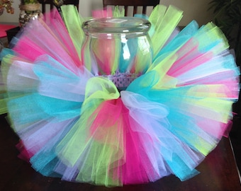 Tropical tutu, birthday tutu, hot pink lime green lavender blue white tutu, baby tutu, newborn tutu, toddler tutu, girl tutu, colorful tutu