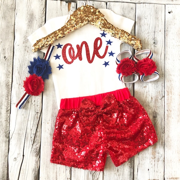 Girls fourth of July first birthday outfit 4th of july 1st birthday outfit red white blue birthday outfit one bodysuit one July 4th outfit