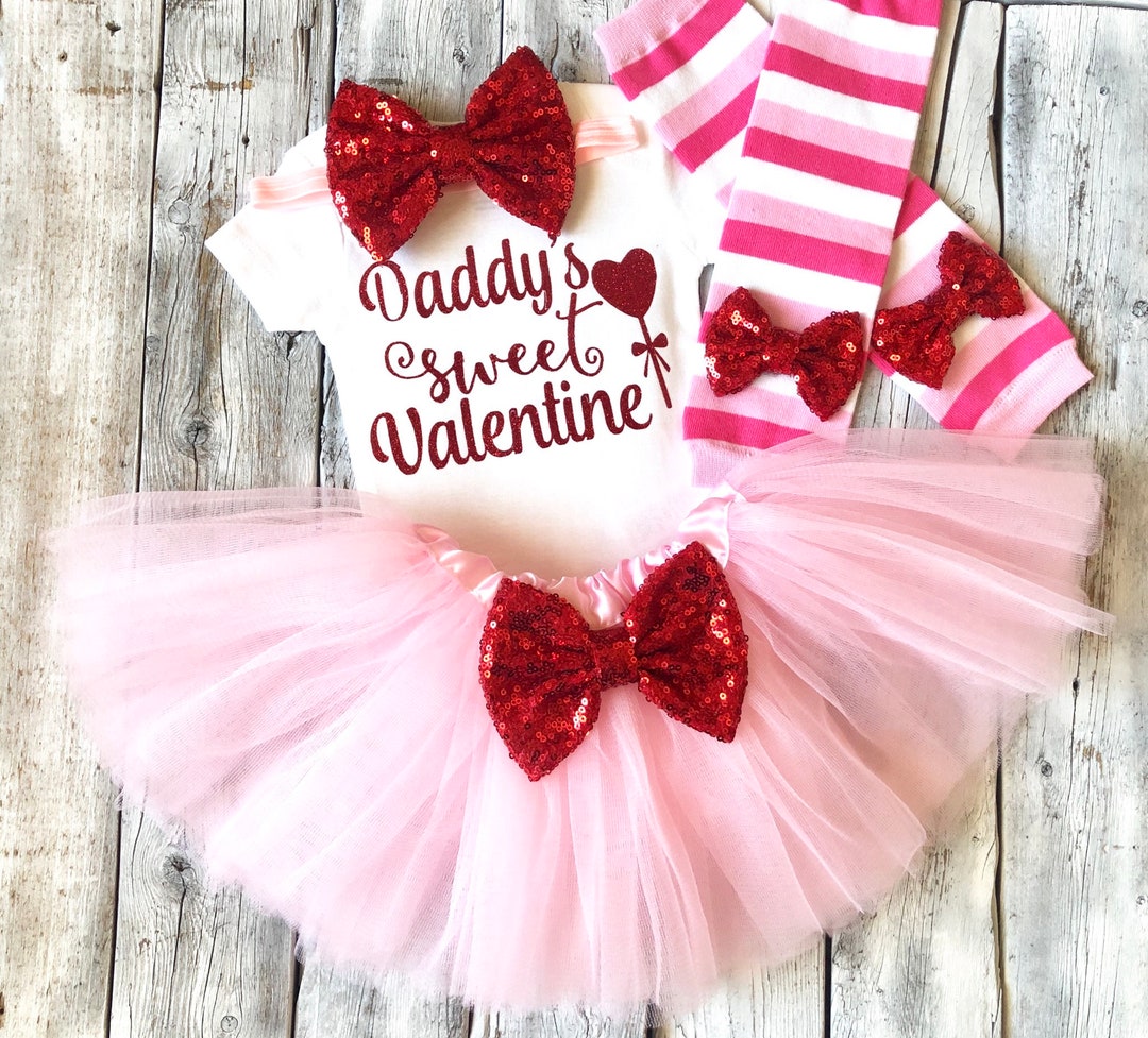 Baby Girl Daddys Valentine Outfit 1st Valentine Outfit First Etsy