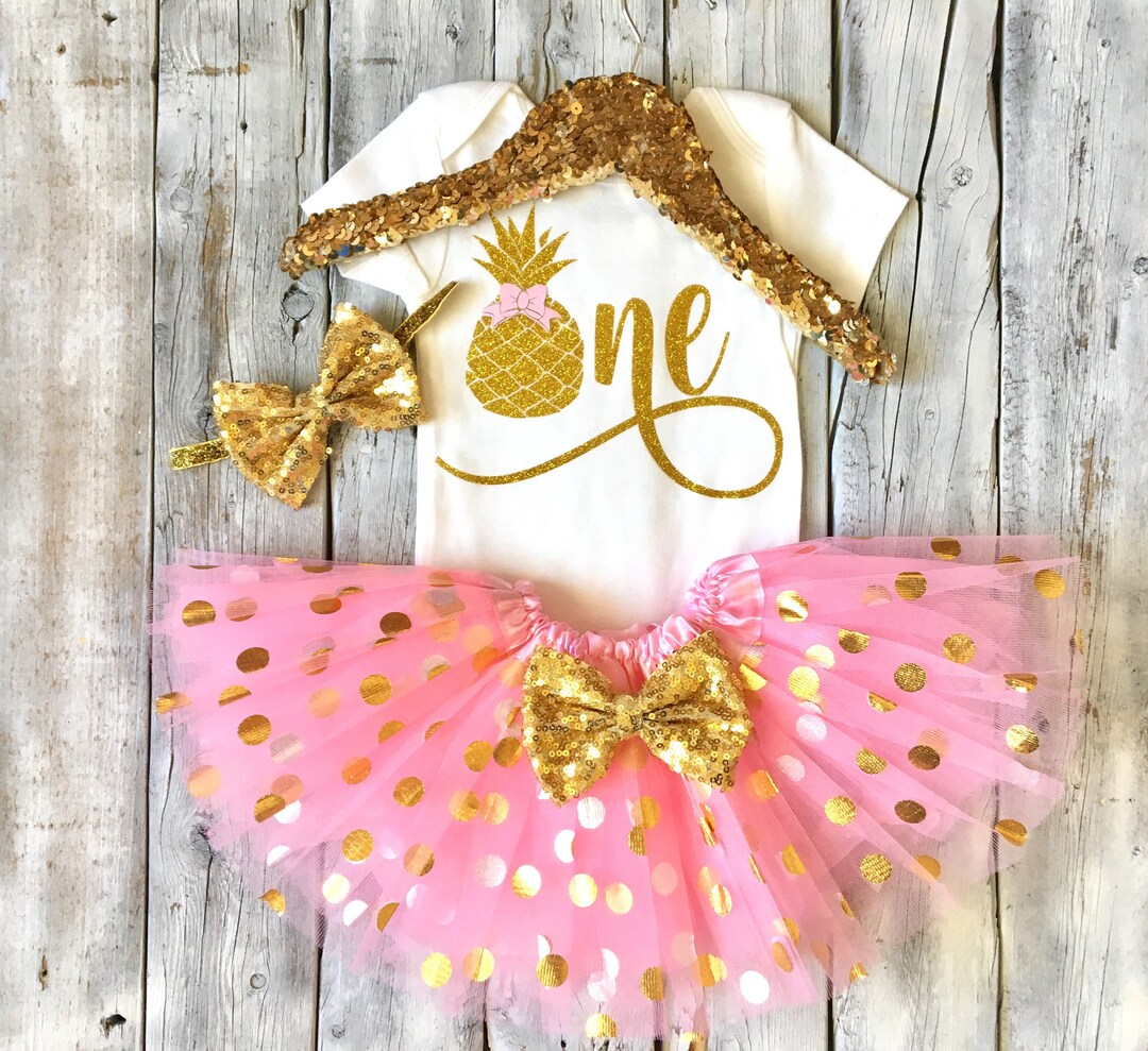 Pink and Gold Pineapple 1st Birthday Outfit, Pineapple First Birthday