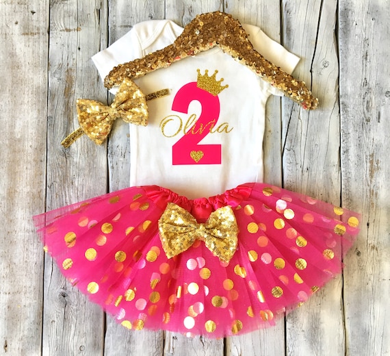 Pink and Gold Tutu Dress Girls Valentines Dress 2nd birthday 2T months size