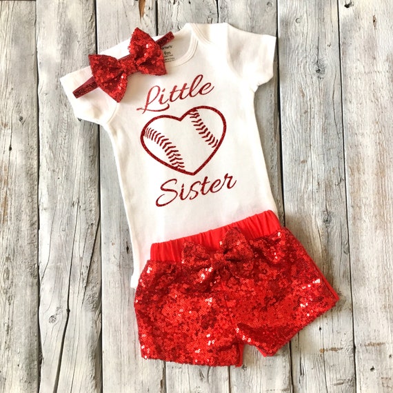 Little Sister Baseball Outfit Sister Baseball Outfit Red | Etsy