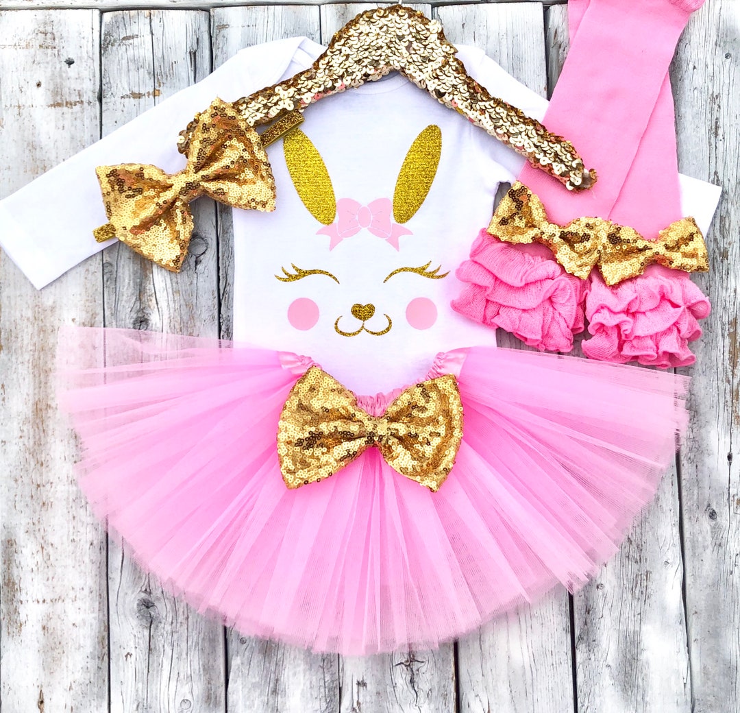 Baby Girl Bunny Easter Outfit, Baby Girl Easter Tutu Outfit, 1st Easter