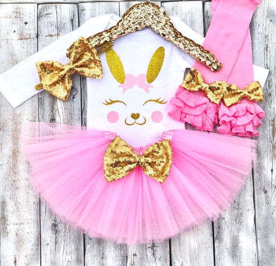 Tenue Pâques bébé fille avec body et tutu