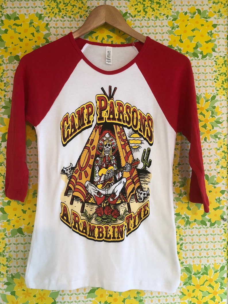 Gram Parsons Original Artwork Ladies Baseball T Shirt Camp - Etsy