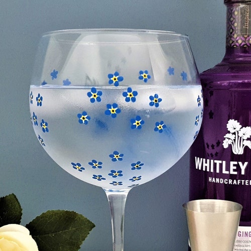 Personalised Gin Glass Hand Painted Flowers Gin Glass Gift Etsy UK