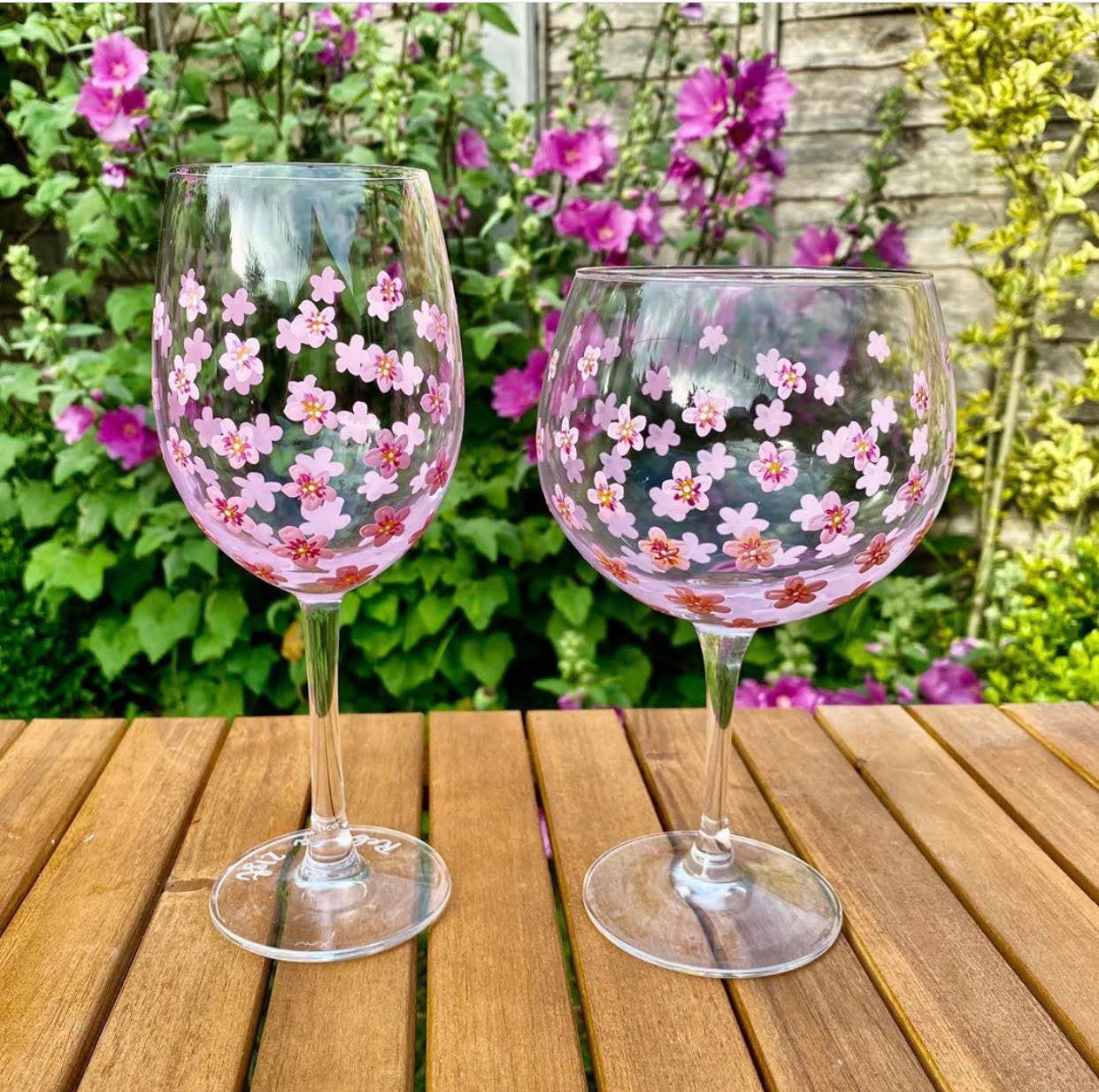 Personalised Wine Glass With Hand Painted Cherry Blossom Etsy UK