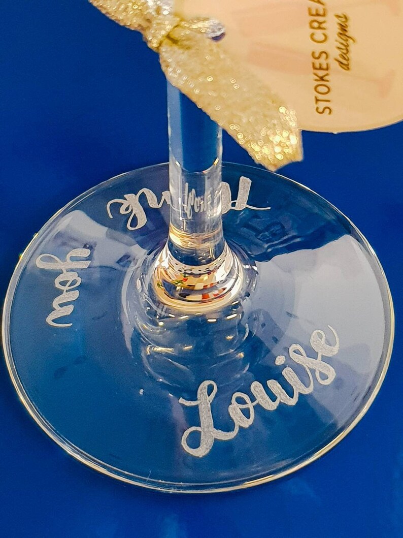 Personalised Wine Glass with 'Cornwall Sea Blue' Etsy