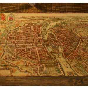 Paryż Mapa Drewna Sztuka - Historyczna Mapa Paryża