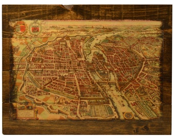 Paris Wood Map Art - Historic Map of Paris