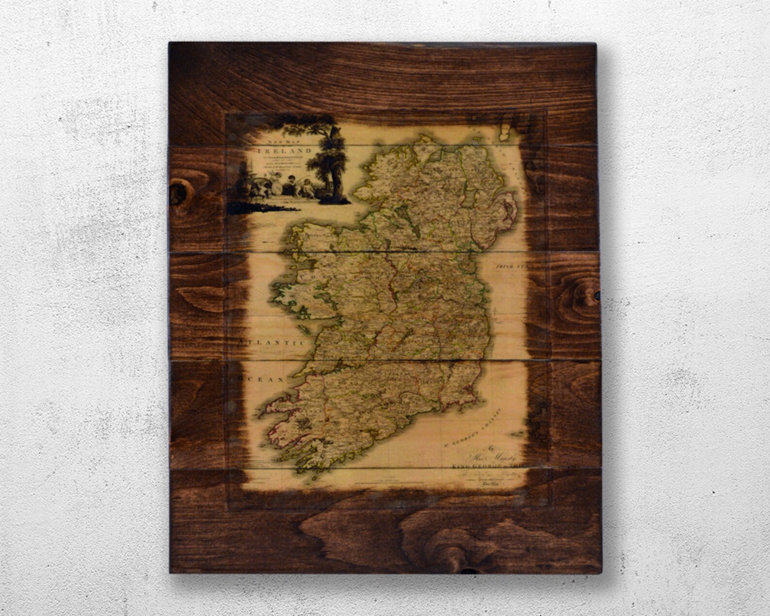 Historic Map of Ireland Wood Wall Art 1797 Ireland Map Etsy