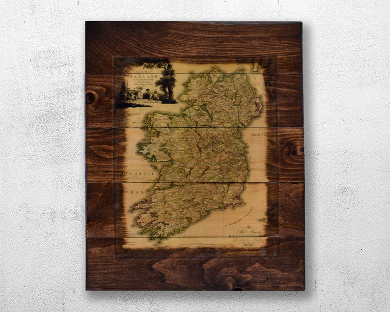 Historic Map of Ireland Wood Wall Art 1797 Ireland Map Etsy