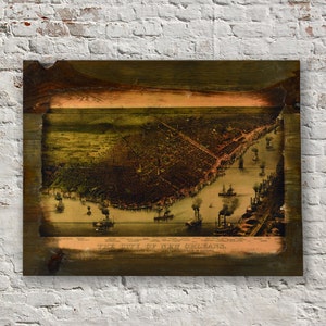 New Orleans Karte Kunst - Holz - Louisiana - Karte historischen New Orleans - Palette Karte - antike Karte - rustikal Home Dekor - alte Kunst-Karte