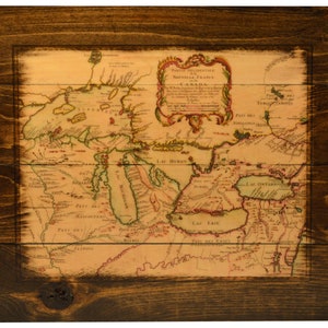 Michigan Wall Art - Historic Wood Map of Michigan and the Great Lakes