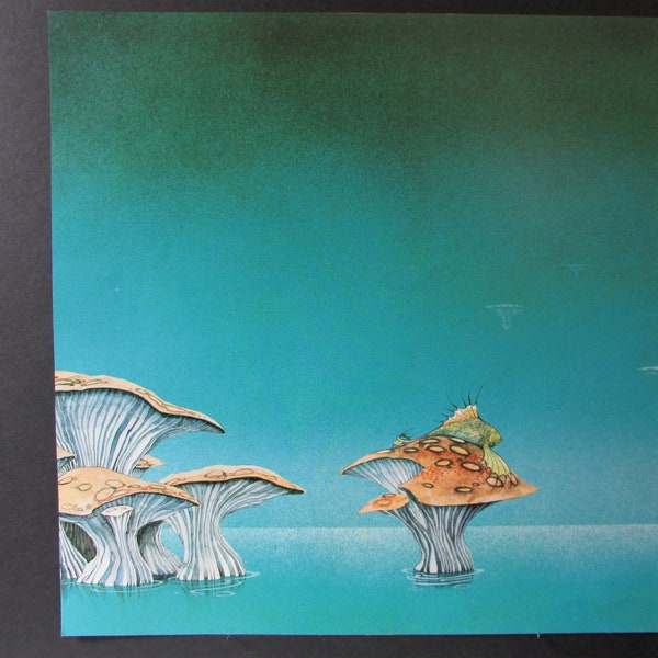 Yes Yessongs Arrival Art Print/ 1970s Watercolor Book Plate fantasy artwork by Roger Dean, album cover & posters for framing 11 3/4" X 12"