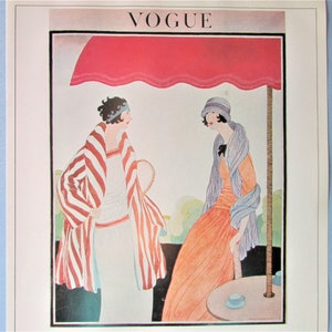 Vogue Magazine Cover Art Print/ Flapper Woman at Tennis Court by Helen Dryden, fashion illustration Book Plate for framing/ 8 1/2 X 11 3/4"