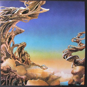 Yes Yesterdays Album Cover Art Print/ 1970s Watercolor Book Plate fantasy landscape artwork by Roger Dean, posters for framing 11 3/4 X 12 image 1