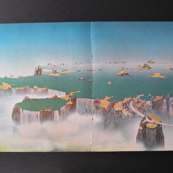 Yes Album Cover Art Print/ 1970's Close to the Edge Watercolor Book Plate fantasy artwork by Roger Dean for framing/ 12" X 23 3/8"