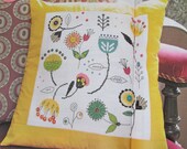 Fun Flowers Pillow Cross Stitch Pattern Cross Stitching 2018. Embellished modern floral counted colour cross stitch chart