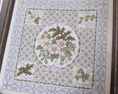 Flower, Christmas Rose Cross Stitch Pattern NeedleWorker 2001. Winter holly, floral sampler counted colour cross stitch chart