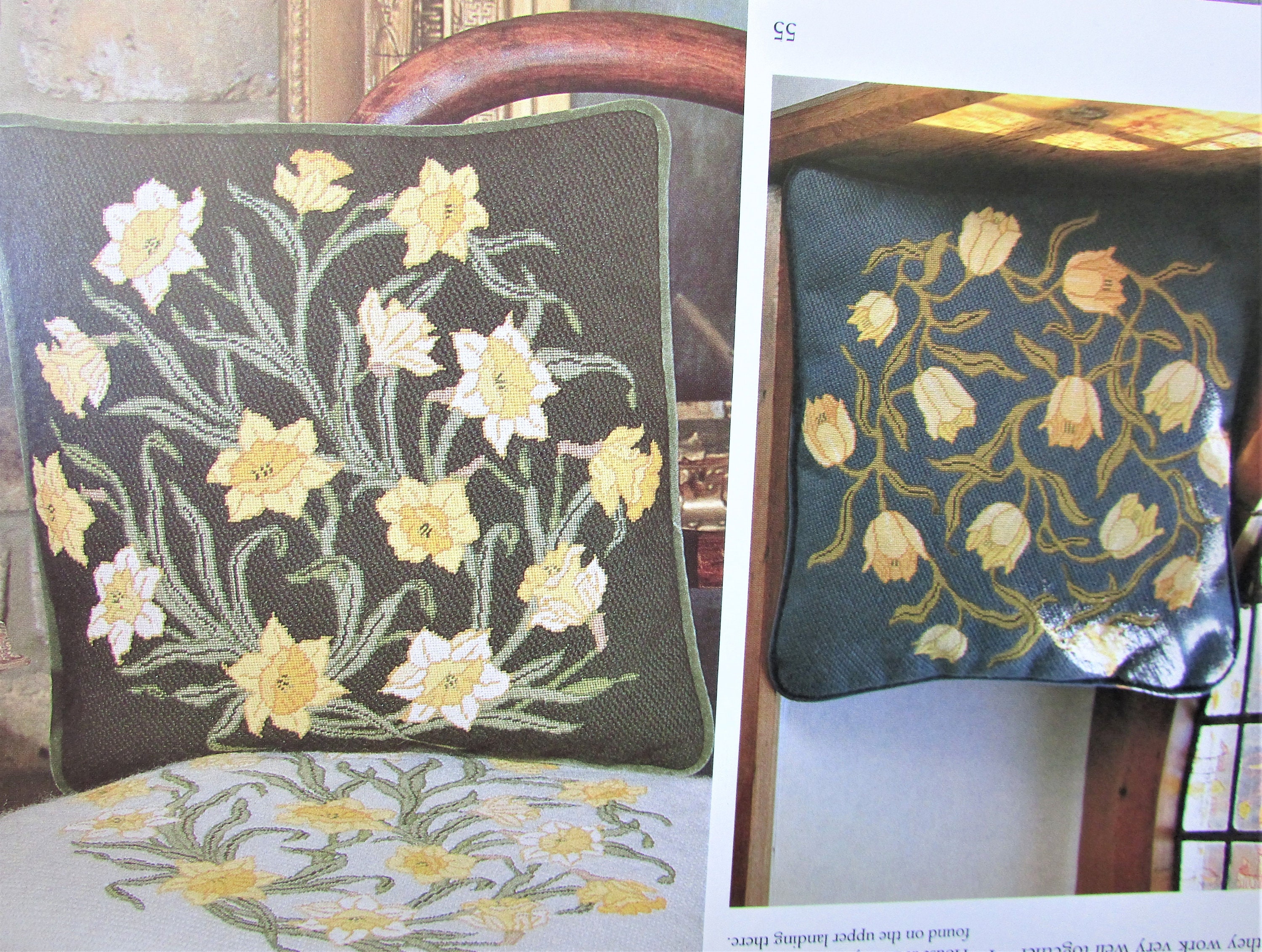 Tulip Daffodil Flower Needlepoint Tapestry 2 Patterns From William Morris Designs Traditional Arts and Crafts Needlework Pillow Pattern Etsy Canada