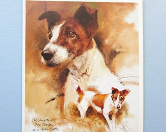 Fuchs Terrier Hund Kunstdruck/ Wire Fox Terrier, Jagdhund, Buchteller, Wand Kunst Dekor zum Einrahmen/ 8 1/2 X 10 3/4"