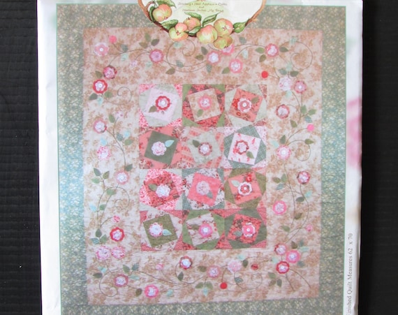 Crabapple Hill Rose Applique Quilt Pattern/ Bramble Rose Floral Pattern for  Quilted Bedding, Throw or Wall Hanging Decor/ 62 X 70 