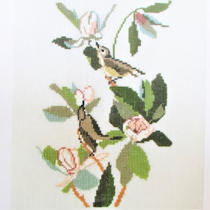 Warbling Vireo Bird Cross Stitch Sampler Pattern/ John James Audubon counted cross stitch chart picture of his famous bird print