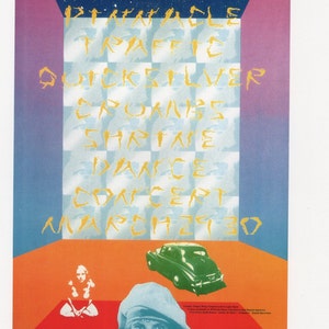 Traffic, Quicksilver Messenger Service Concert Poster/ Pinnacle Rock Music Tour,  Los Angeles, Art Print from 1968 to frame/ 10" X 11 3/4"