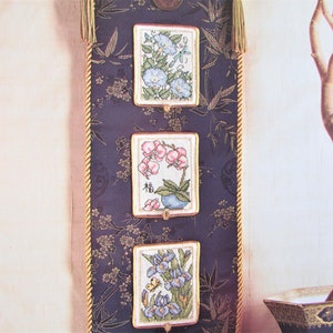 Chinese Flowers Cross Stitch Pattern Wall Hanging/ Asian orchids, iris & morning glory counted cross stitch chart pictures