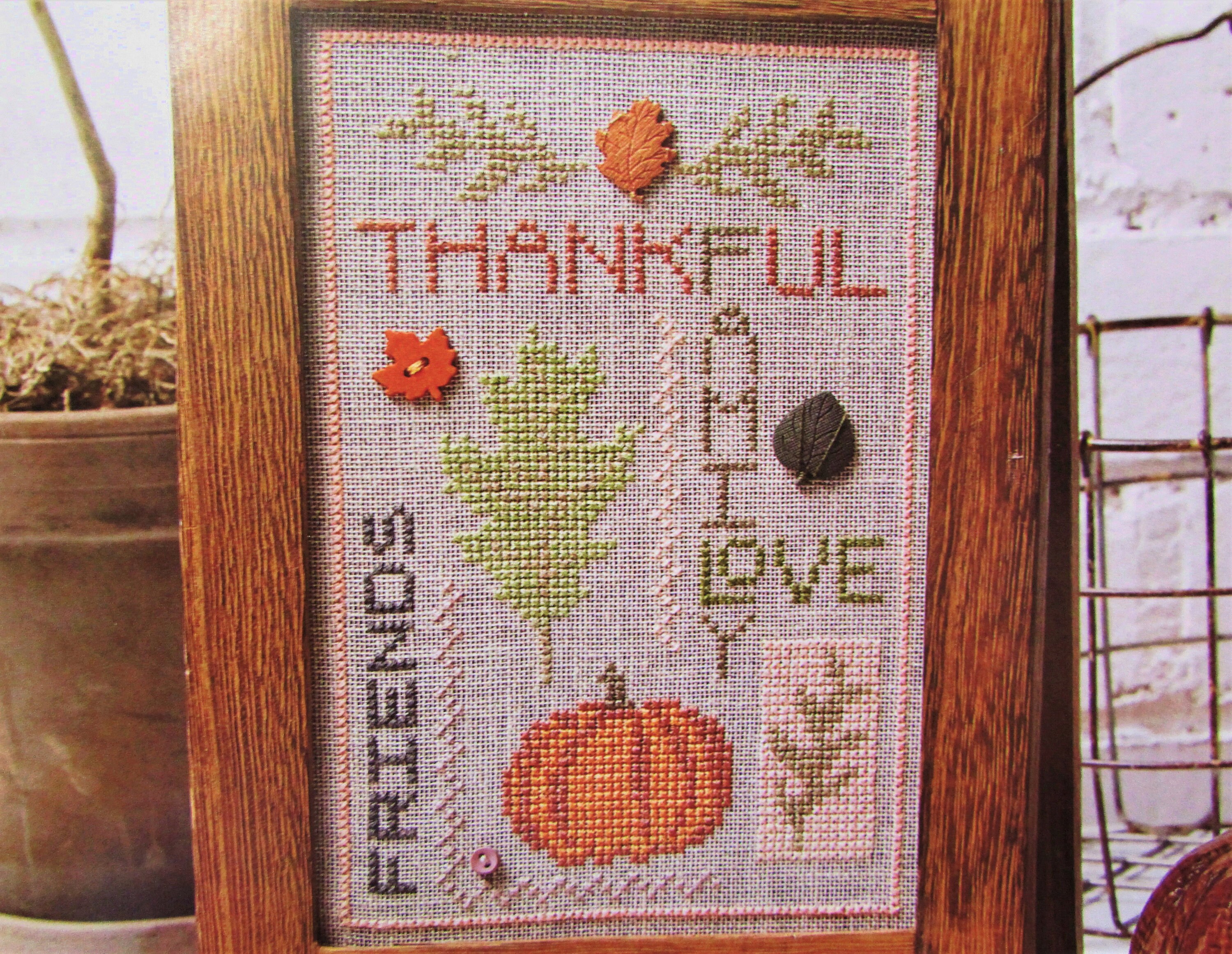 Pumpkin Thanksgiving Welcome Cross Stitch Sampler Pattern/ Welcome Friends Family sign, Love, Thankful, counted colour cross stitch chart