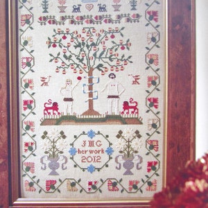 Antique Garden of Eden Cross Stitch Sampler Pattern/ - Etsy