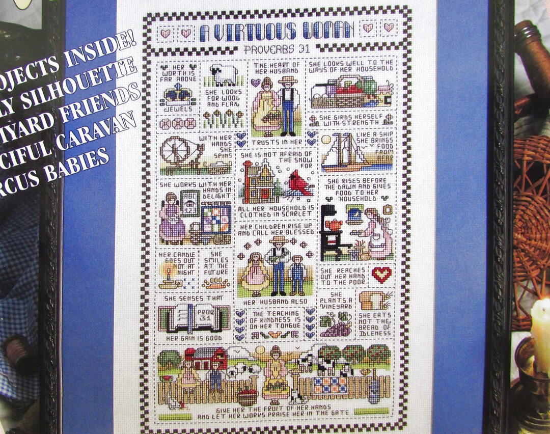Virtuous Woman Christian Cross Stitch Sampler Pattern/ Proverbs Bible