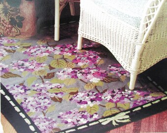 Hydrangea Needlepoint Tapestry Rug Pattern/ Flower needlework counted cross stitch pattern