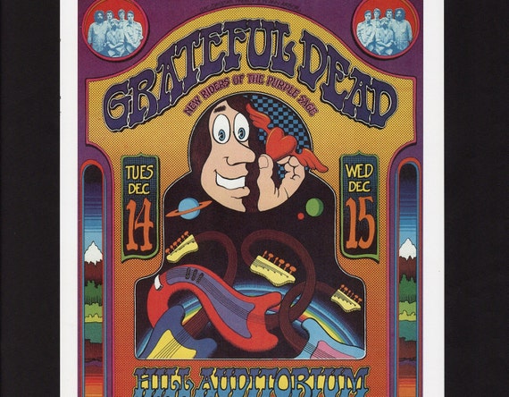 Grateful Dead & New Riders Concert Poster/ Hill Auditorium