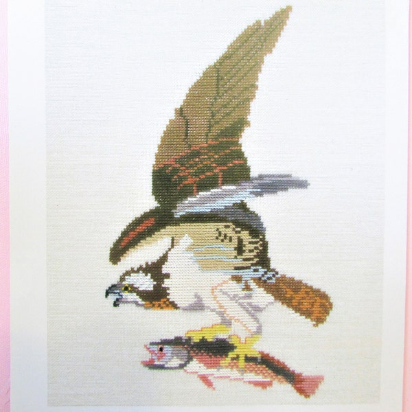 Osprey & Fish Bird Cross Stitch Sampler Pattern/ John James Audubon counted cross stitch chart picture of his famous bird print