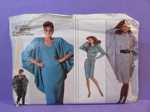 Dress, Top Pants & Cocoon Jacket Sewing Pattern/ 1980s Simplicity