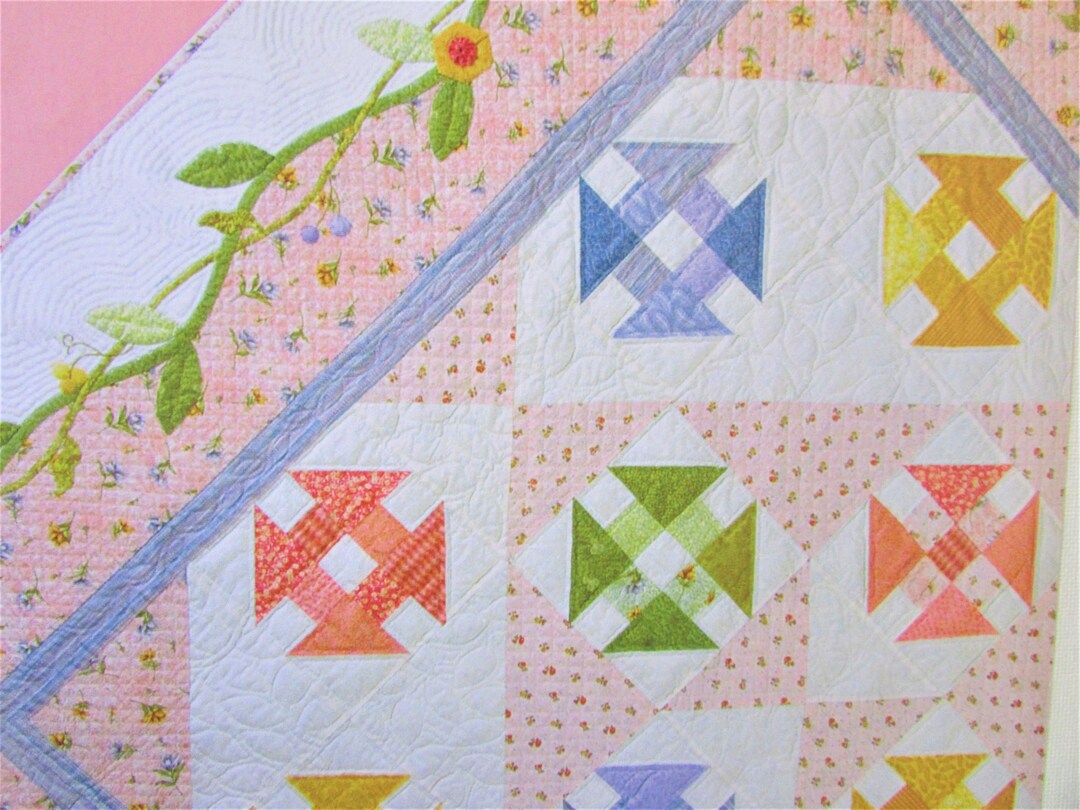 Churn Dash & Flower Vine Quilt Pattern/ Applique Block Pattern Etsy