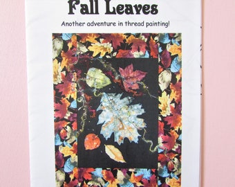 Fall Leaves Quilt Pattern by Embellishment Village/ Autumn leaf fusible applique pattern with beads for wall hanging decor/ 22 x 28"