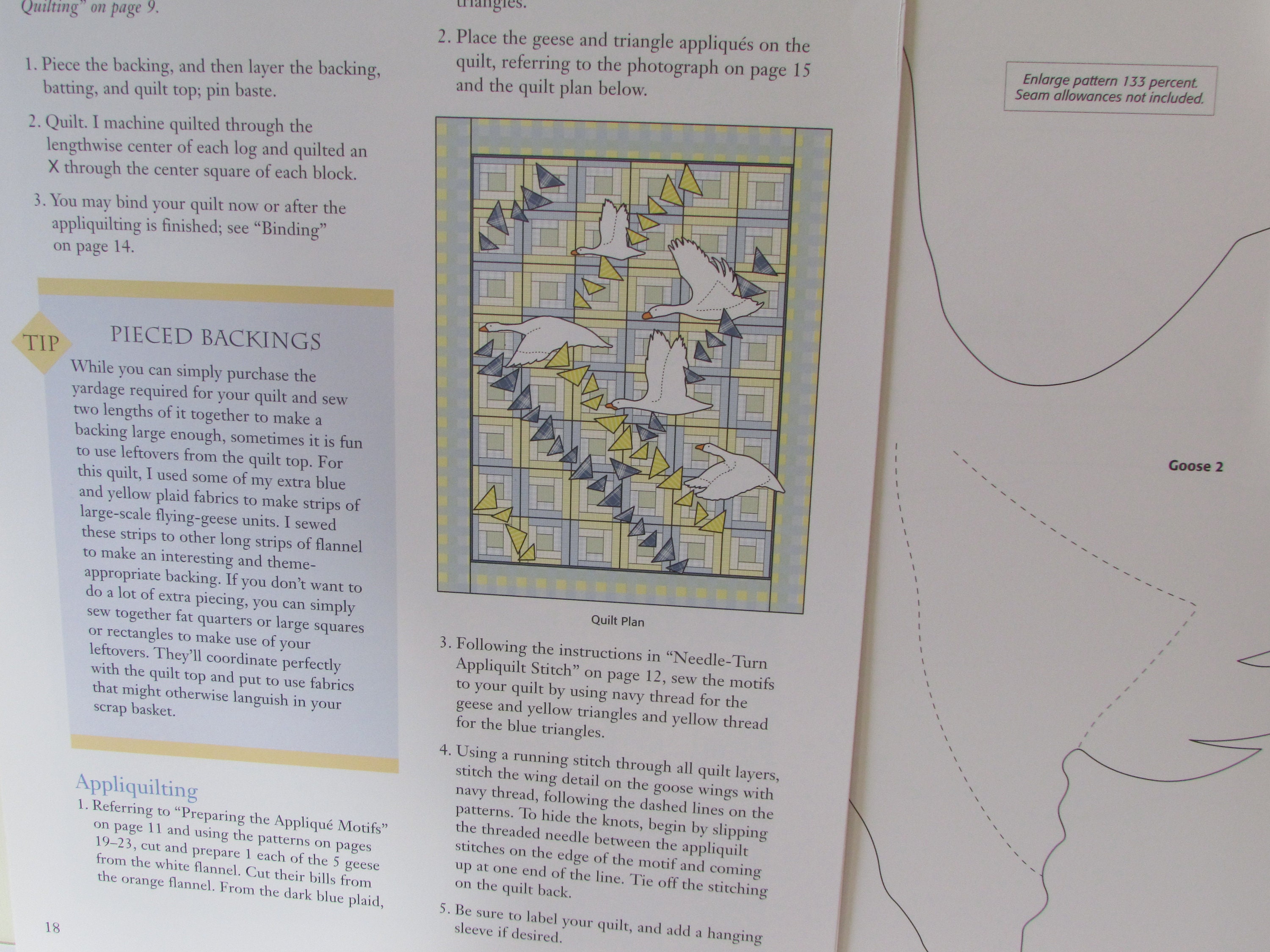 Geese Log Cabin Quilt Pattern/ Applique Pieced Block Pattern Etsy