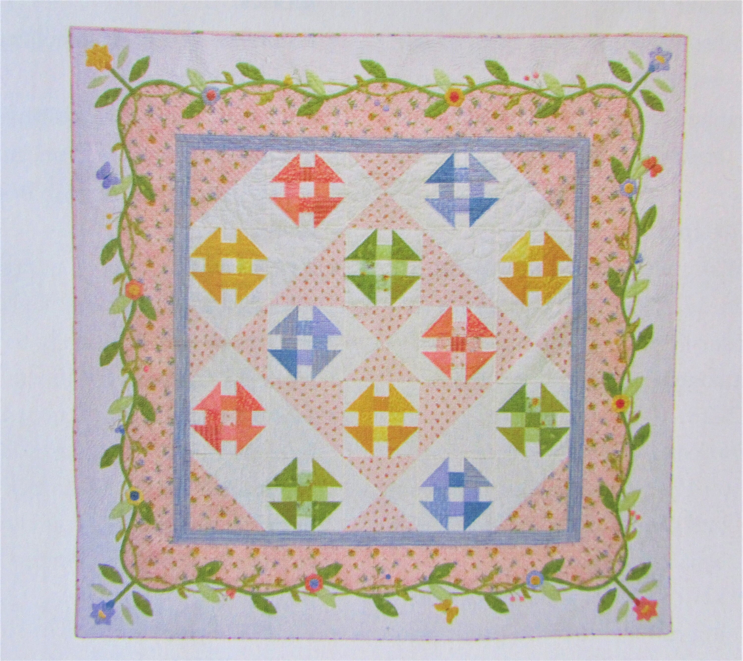 Churn Dash & Flower Vine Quilt Pattern/ Applique Block Pattern Etsy