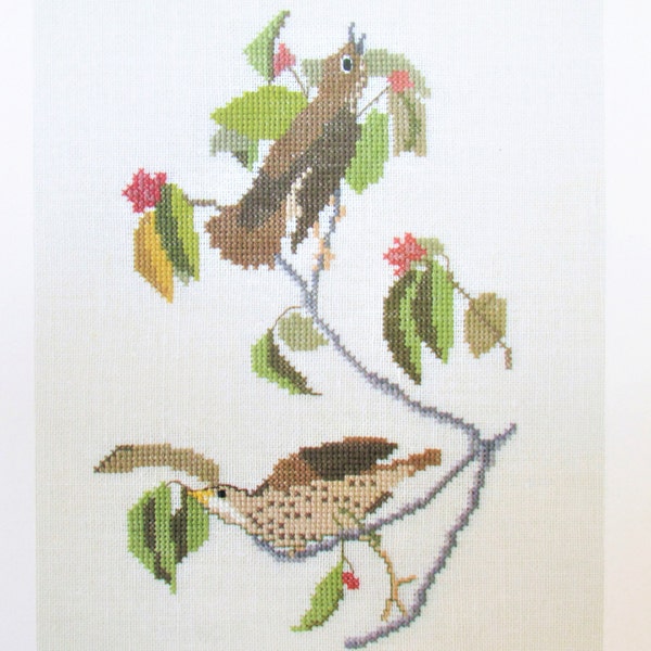 Wood Thrush Bird Cross Stitch Sampler Pattern/ John James Audubon counted cross stitch chart picture of his famous bird print