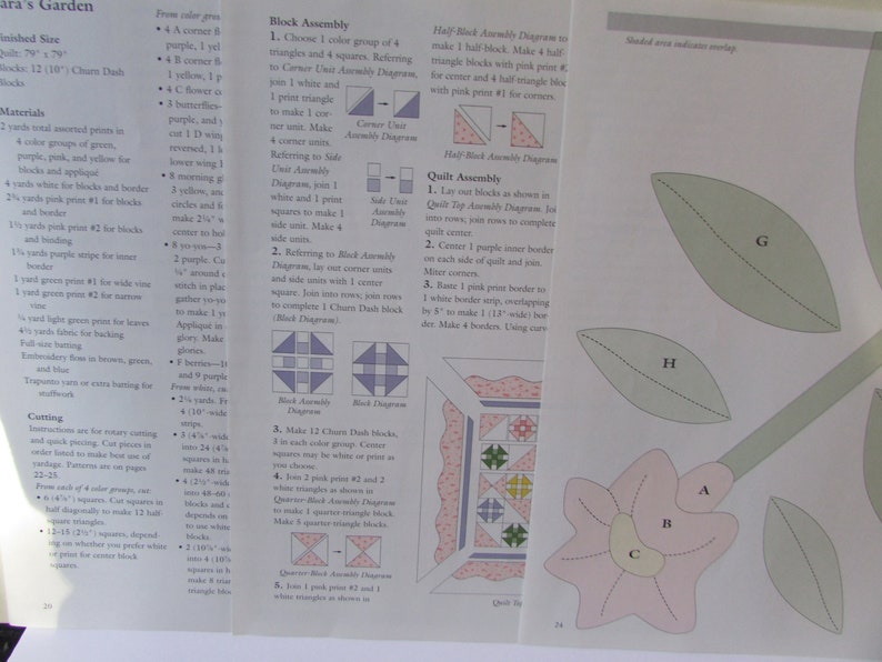 Churn Dash & Flower Vine Quilt Pattern/ Applique Block Pattern Etsy