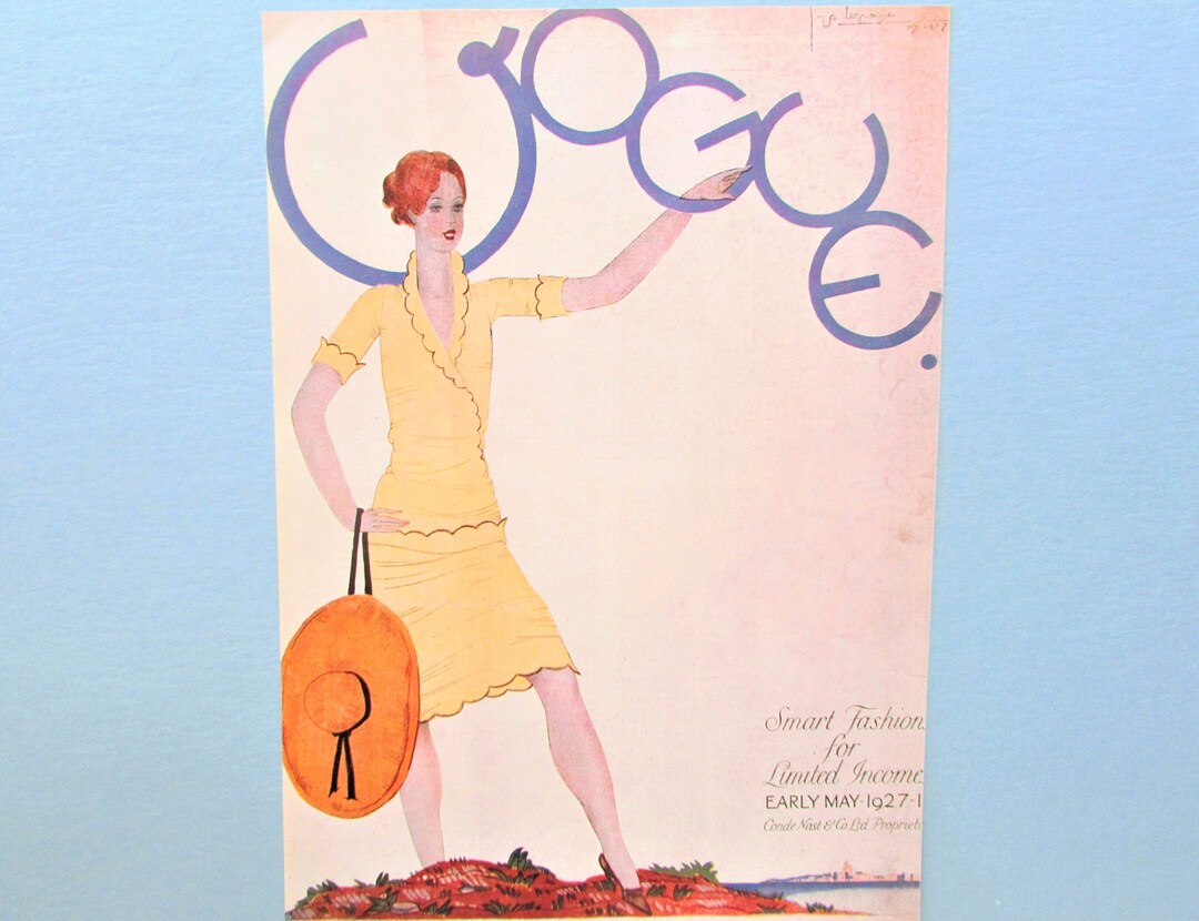 Vogue Magazine Cover Art Print/ Woman in Smart Fashion Showing Knee by