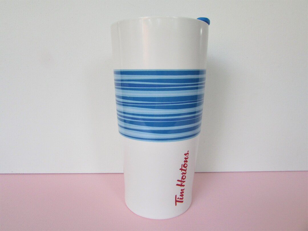 Tim Hortons Blue Stripe Travel Tumbler Mug & Lid/ Limited Etsy