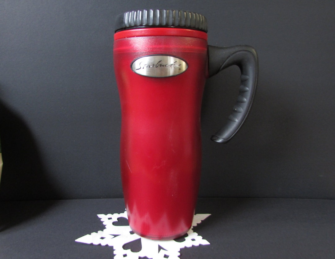 Starbucks Christmas Red Travel Mug & Lid/ Large Barista 16 Oz Coffee Mug, Cup With Hook Handle