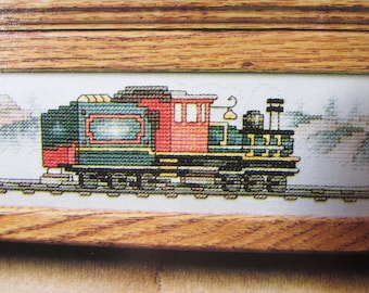 Dampfzug KreuzStich Muster / lange Eisenbahn Lokomotive gezählt Kreuzstich Muster für Bild, Kissen oder Handtuchhalter